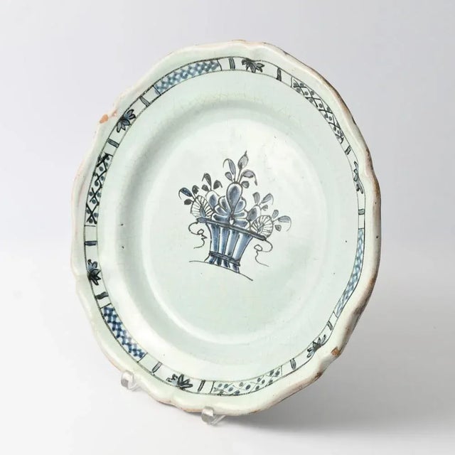 Antique French Cul Noir Rouen Faience Plate For Sale - Image 4 of 10