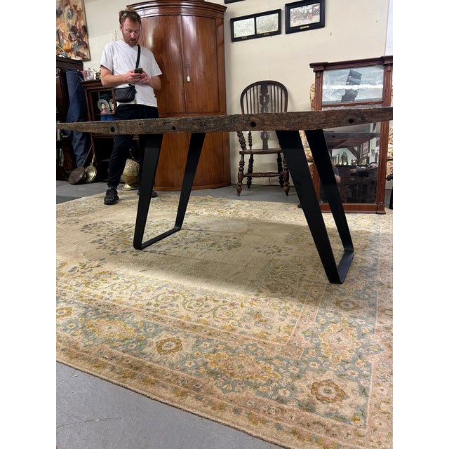 Black Industrial Rectangular Salvage Wood & Black Iron Table or Desk For Sale - Image 8 of 14