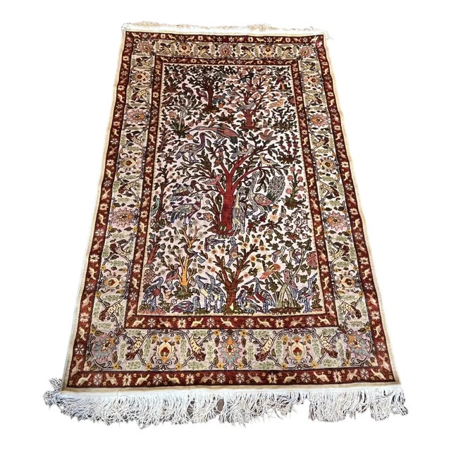 Vintage Hereke Rug in Silk, 1980s For Sale
