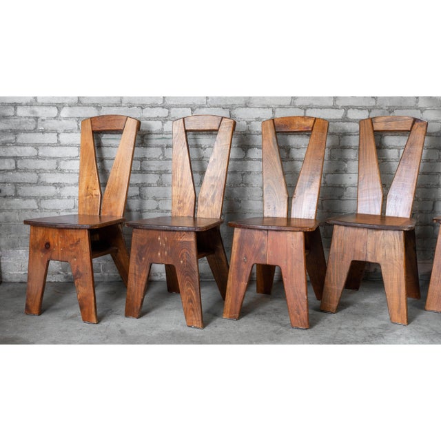 1970s French Modern Brutalist Dining Chairs After Pierre Chapo - Set of 8 For Sale - Image 14 of 18