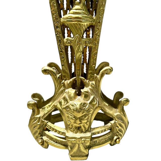 Metal Vintage Art Deco Figural Brass Peacock Folding Fireplace Screen, Circa 1925. For Sale - Image 7 of 9