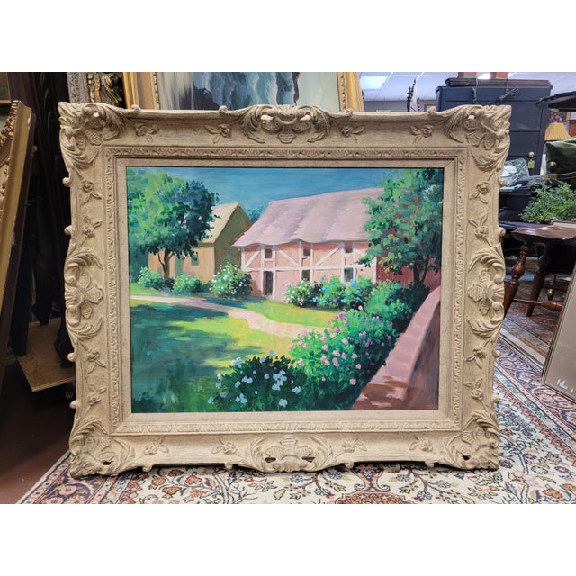 Green Contemporary Realist Barn Oil Painting For Sale - Image 8 of 8