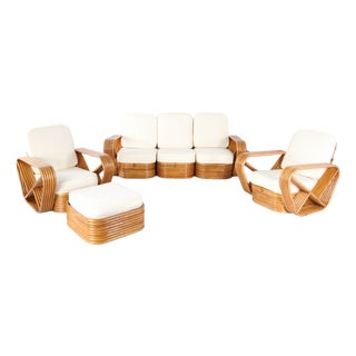 Rattan Living Room by Paul Frankl, 1970s, Set of 4 For Sale