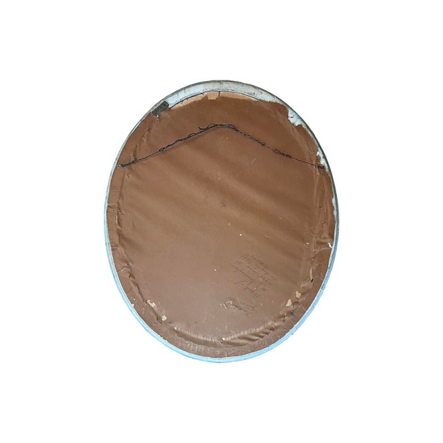 Blue Mid Century Modern Oval 1965 Flower Framed Painting Vintage 1960s - Signed For Sale - Image 8 of 9