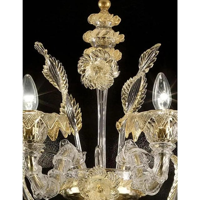Venetian Ca Rezzonico Murano Glass Wall Sconce with Gold Leaf and Flowers by Simoeng for Simoeng For Sale - Image 4 of 7
