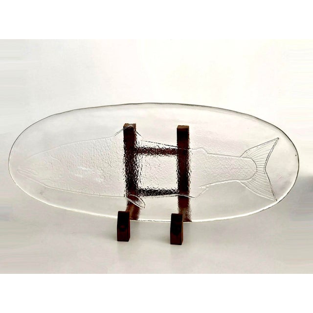 1970s Large Oval Glass Fish Platter Designed by Ann and Goran Warff for Kosta Boda For Sale - Image 12 of 16
