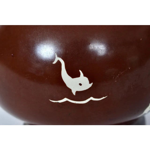 Brown Clarice Cliff for Wilkinson LTD. "Leaping Dolphin" Pottery Vase, 1920's For Sale - Image 8 of 12