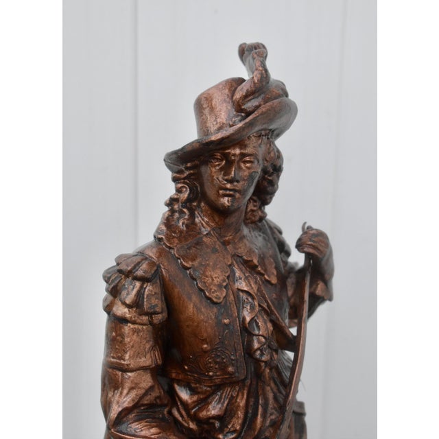 Antique Victorian Spelter Statue Don Cesar Cavalier Musketeer For Sale - Image 11 of 18