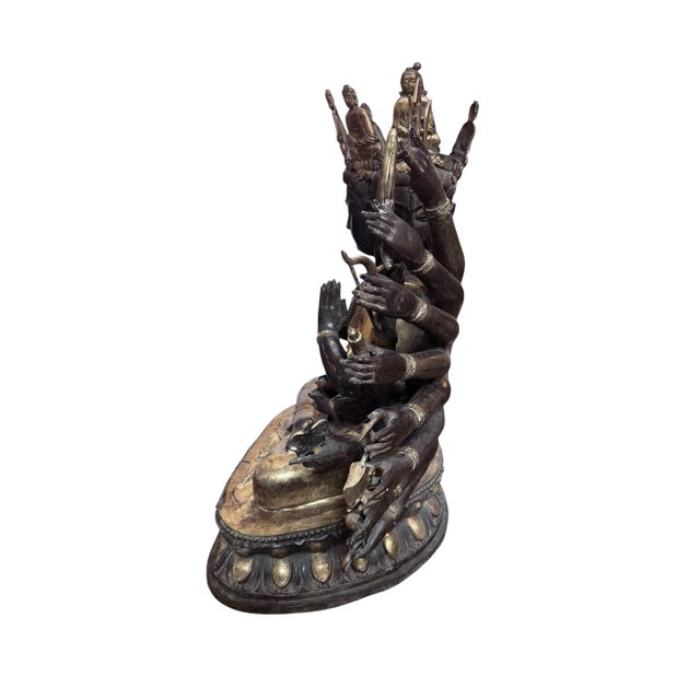 Antique Tibetan Praying Crowned Buddha For Sale In Chicago - Image 6 of 9