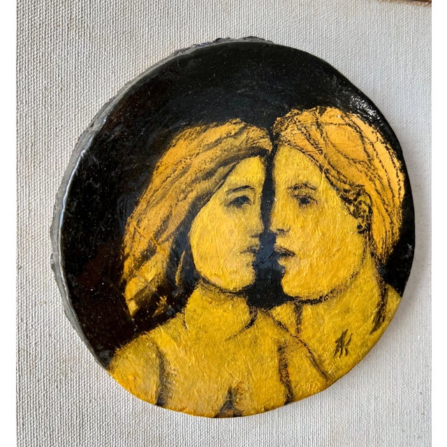 Frank Kleinholz, Glazed Ceramic Sculpture Plaque WPA Artist NYC Frank Kleinholz Couple of Lovers, c.1950's-1960's For Sale In Miami - Image 6 of 11