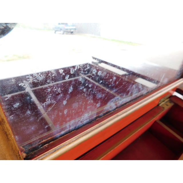 Vintage Chinoiserie Paint Decorated Vanity With Lift Center Mirror For Sale - Image 10 of 13