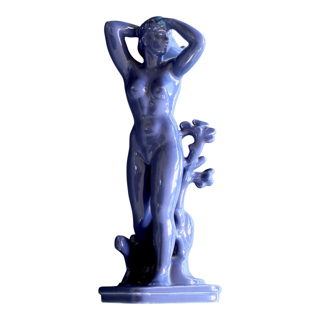 Mid 20th Century Arthur Percy Blue Figurine Woman Statue For Sale