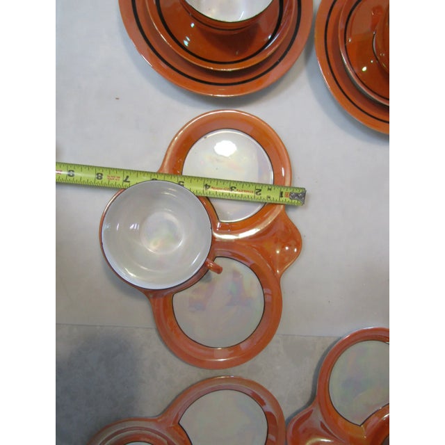 Vintage Rudolf Wachter Art Deco Orange Lusterware Tea Set- 27 Pieces For Sale - Image 9 of 11