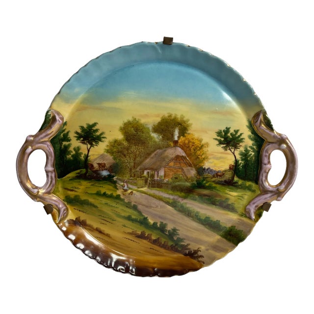 1920s Decorative Wall Hand Painted Plate Stamped Victoria For Sale