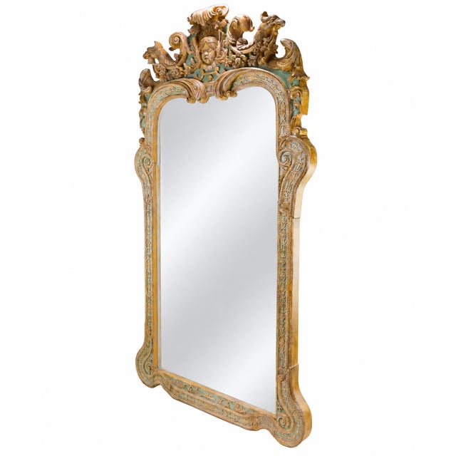 The frame features an elegant combination of light green and golden lacquered wood, blending the freshness of the French...