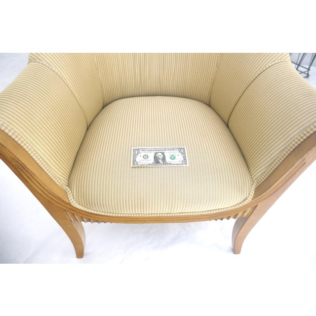 Art Nouveau c.1940s Pair Leon Jallot Atr. Carved Scallop Edge Bergere Arm Lounge Chairs MINT For Sale - Image 3 of 11
