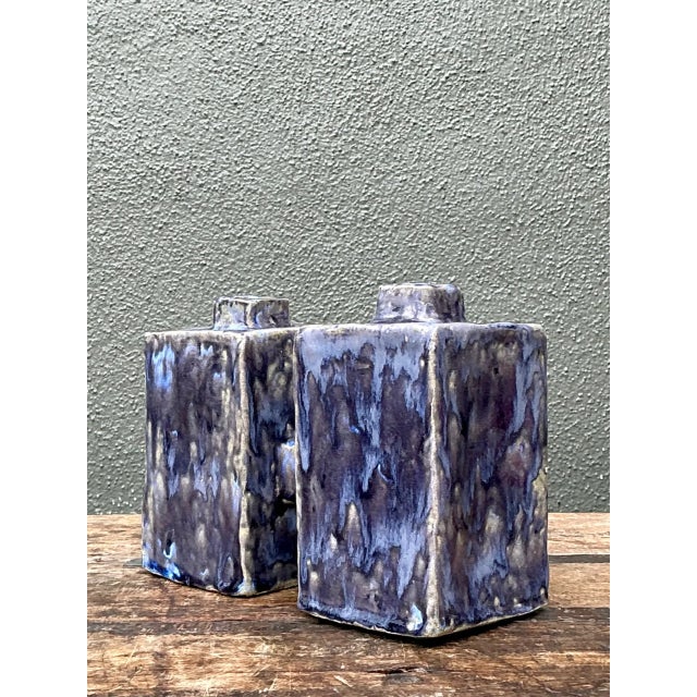 Vintage Dual Cubic Ceramic Vase For Sale - Image 10 of 12