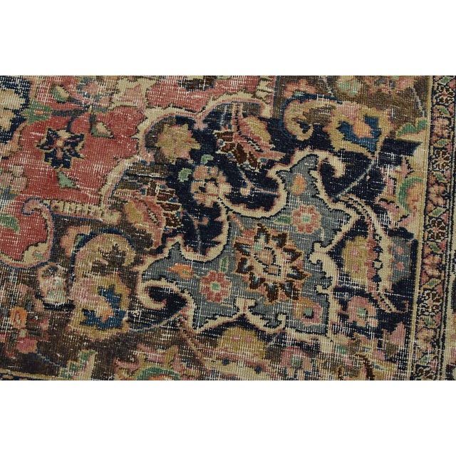 Mashad Rug 8’2” X 11’2” Pink Wool Vintage Distressed Hand-Knotted Carpet For Sale - Image 4 of 15