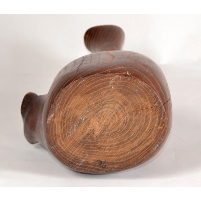 Vintage Solid Teak Wood Orchid Vase Mid-Century Modern Art & Crafts Movement For Sale - Image 9 of 13