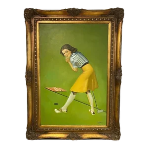 1960s Golf Figurative Sport Painting '8th Hole' by Roberto Moya