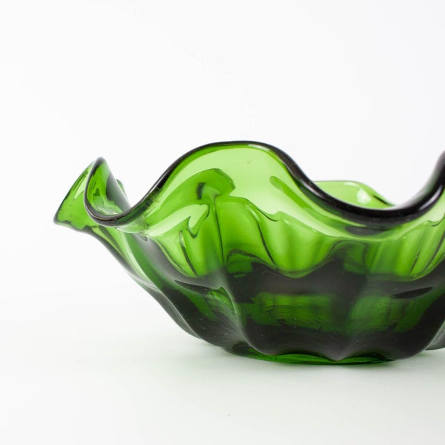 1960s Vintage Portuguese Dark Green Glass Bowl, 1960s For Sale - Image 5 of 11