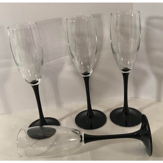 Vintage Black Stem Wine Glasses Set of 4 Chairish