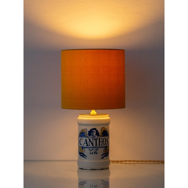 Antique Renaissance Revival Majolica Albarello Table Lamp from Deruta, Italy, 1870s For Sale - Image 4 of 12