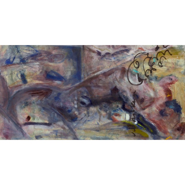 Abstract Expressionism Vintage Double Sided Figurative Abstract -- Cat Sitting on an Arm Chair by Daniel David Fuentes For Sale - Image 3 of 10