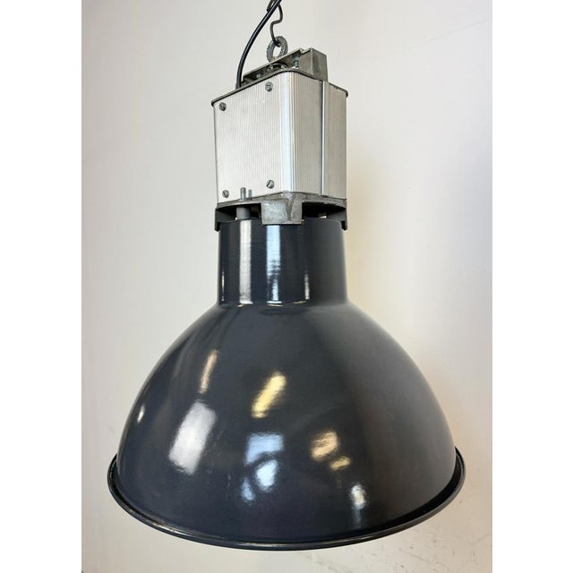 French Industrial Dark Blue Enamel Pendant Lamp from Mazda, 1960s For Sale - Image 6 of 18