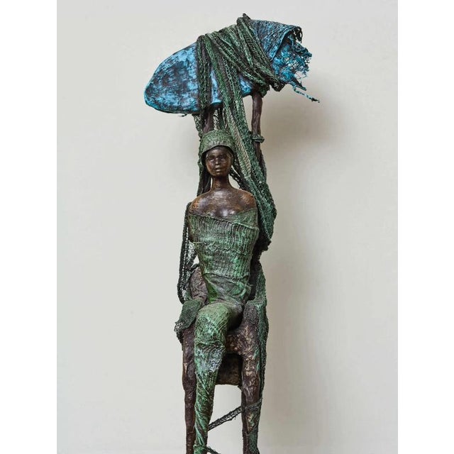 Modern Figural Sculpture on Pedestal For Sale - Image 3 of 9