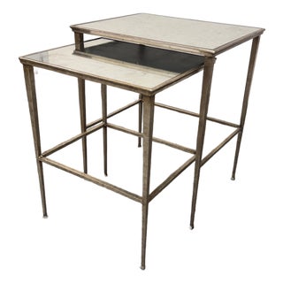 Restoration Hardware Antiqued Mirrored Nesting Tables, Set of Two For Sale