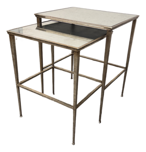 Restoration Hardware Antiqued Mirrored Nesting Tables, Set of Two