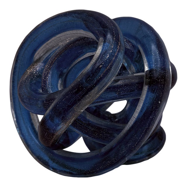 4 inch Blue Glass Knot Sculpture For Sale