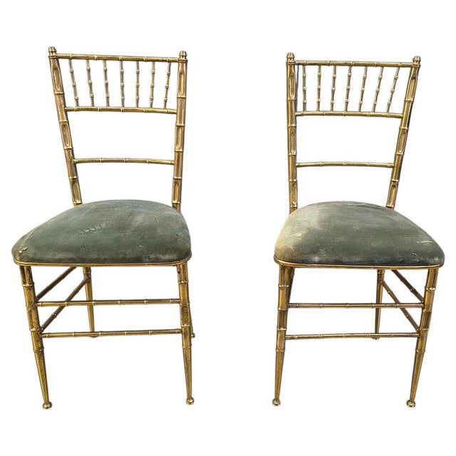 Brass Faux Bamboo Chairs, 1960s, Set of 2 For Sale - Image 14 of 14