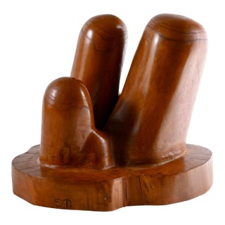 Eva Martino (1960s) Biomorphic Wooden Sculpture, Large and Heavy Piece, Full Restoration For Sale