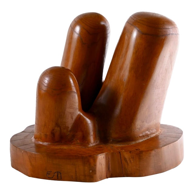 Eva Martino (1960s) Biomorphic Wooden Sculpture, Large and Heavy Piece, Full Restoration For Sale