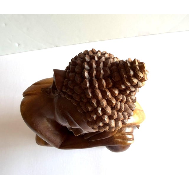 Wood Carving of "Resting Buddha" From Bali For Sale - Image 11 of 14