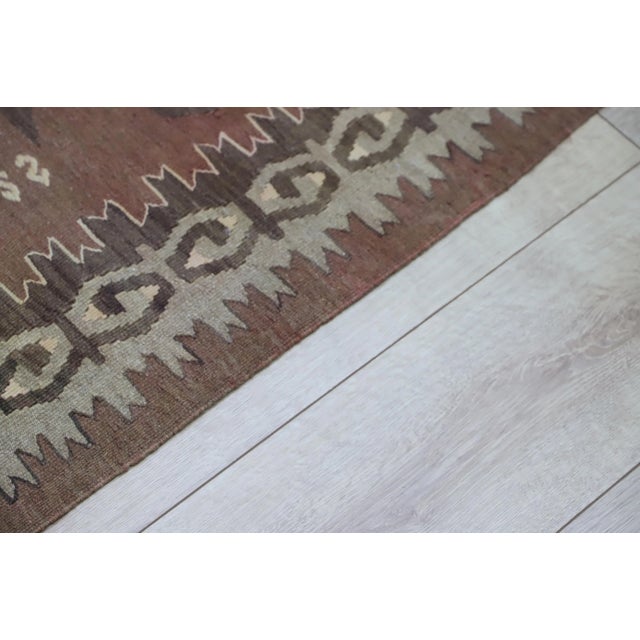1980s Tribal Brown Handmade Runner Kelim For Sale In Sacramento - Image 6 of 10
