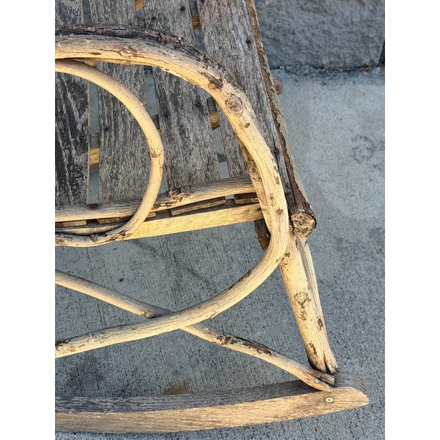 Handmade Vintage Folk Art Weathered Twig Rocking Chair For Sale In Savannah - Image 6 of 12