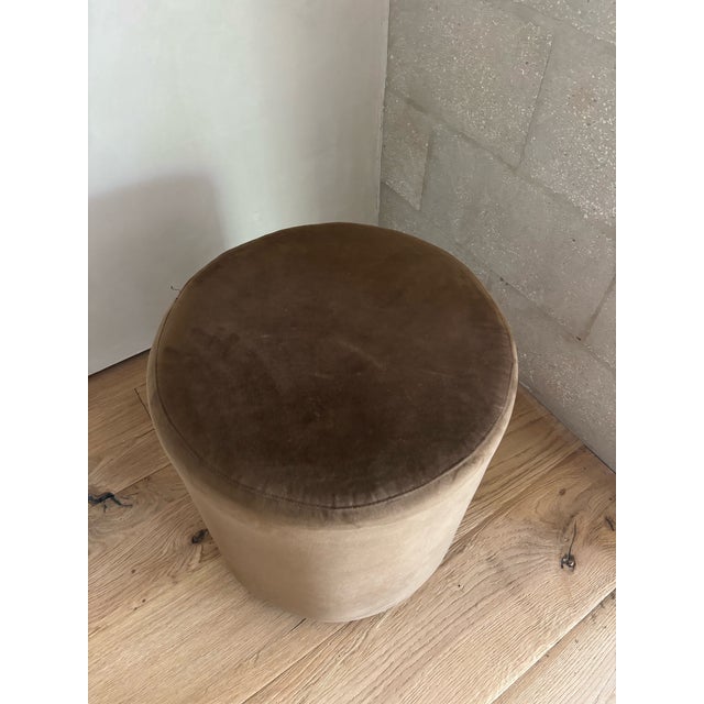 Contemporary Modern Velvet Ottoman For Sale - Image 3 of 4
