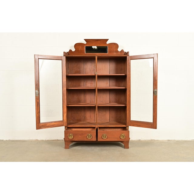 Late 19th Century Antique Victorian Carved Walnut Bookcase, Circa 1890s For Sale - Image 5 of 13