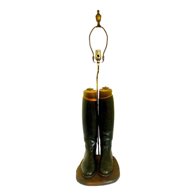 Equestrian Chic in a Lamp With Boots by Henry Maxwell of London For Sale