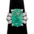 14K White Gold Emerald Diamond Ring, featuring one centered prong set rectangular step faceted emerald beryl, weighing...