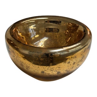 Amber Mercury Glass Decorative Bowl For Sale