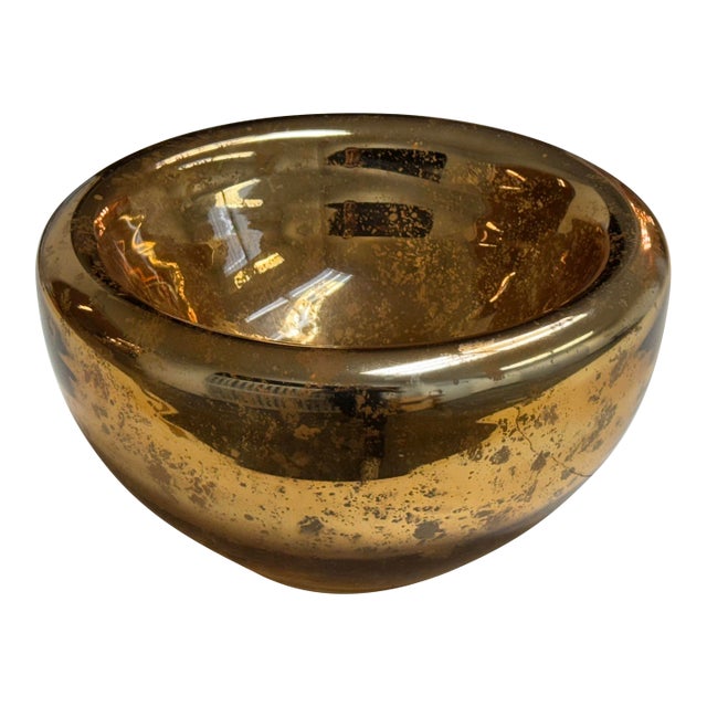 Amber Mercury Glass Decorative Bowl For Sale