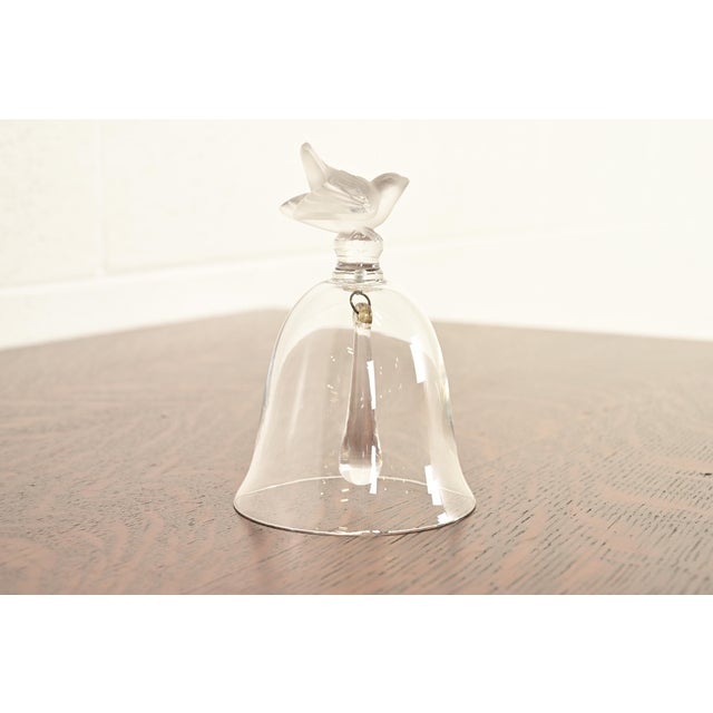 Lalique "Pinsons" Art Deco Frosted Sparrow Crystal Table Bell For Sale - Image 12 of 12