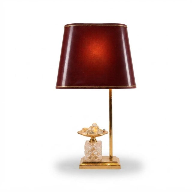 Gold French Table Lamp with Glass Fruit and Red Tole Shade, 1970s For Sale - Image 8 of 8