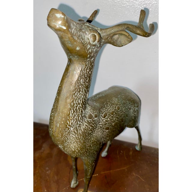 Mid-Century Modern Vintage Brass Reindeer For Sale - Image 3 of 5