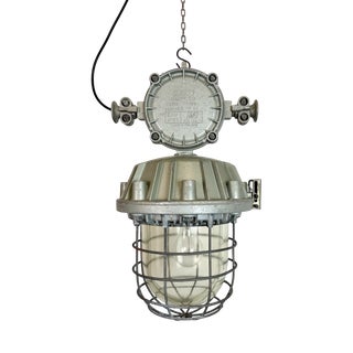 Large Industrial Cast Aluminium Cage Pendant Light from Zaos, 1970s For Sale