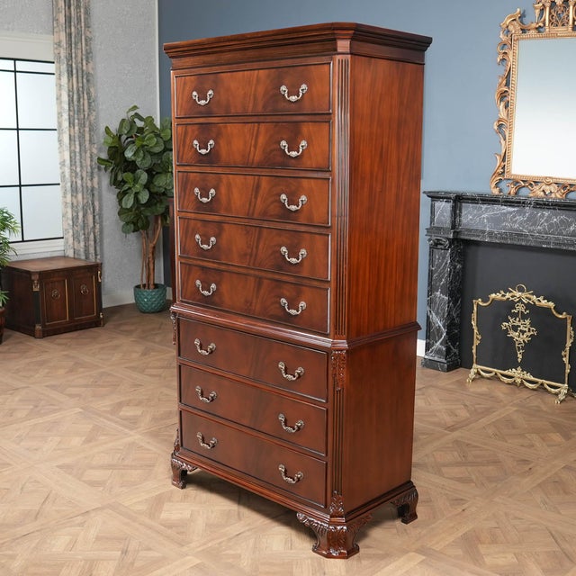 Wood Niagara Furniture Mahogany Chippendale Tall Chest For Sale - Image 7 of 14